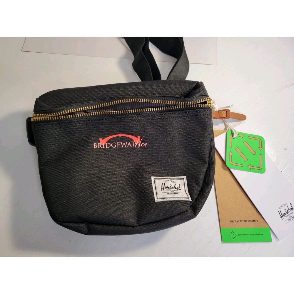 New Herschel Hip Pack Unisex OS Black Recycled Fabric Fanny Pack